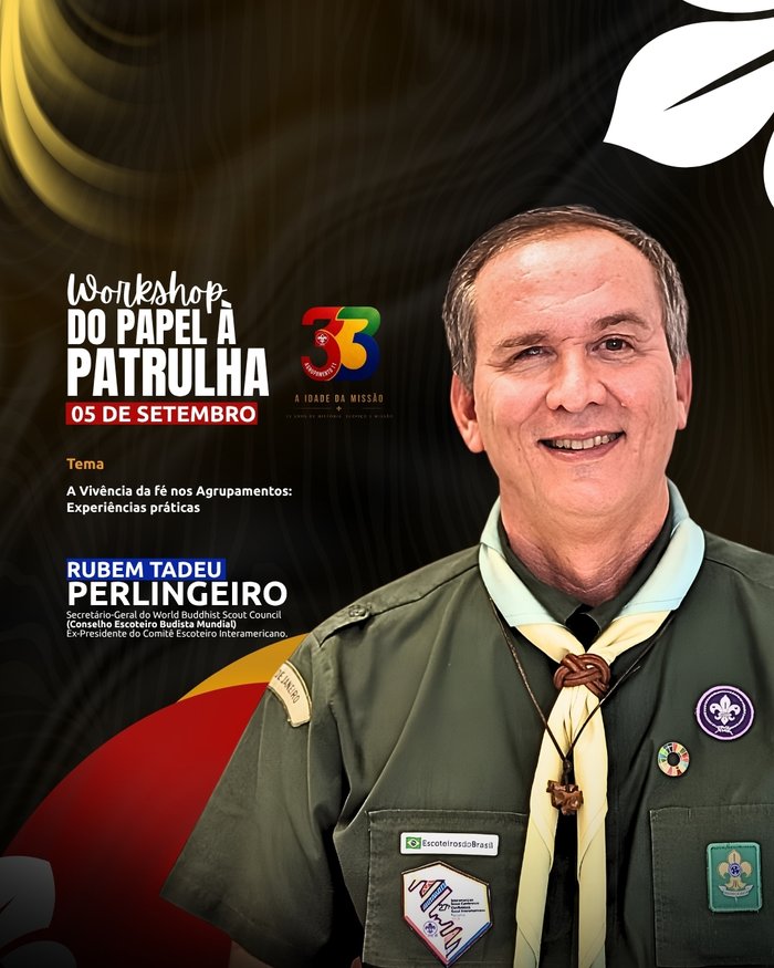 Cartaz do palestrante Rubem Tadeu Perlingeiro — Workshop A Idade da Missão